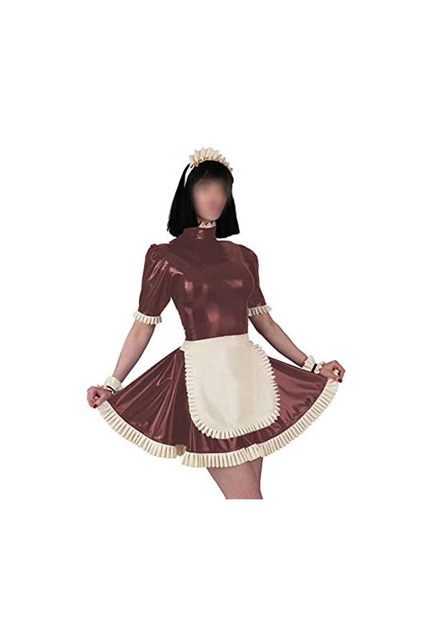 UUKR Robe de femme de ménage Sissy gothique mignon cosplay de cosplay lolita avec tablier robes victoriennes Femmes serveuse 