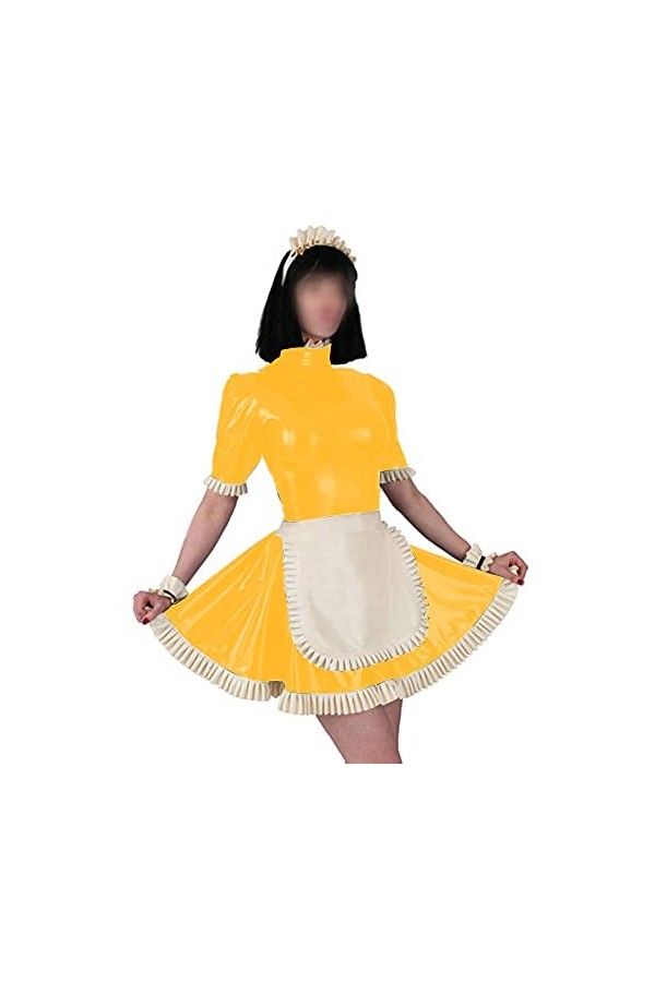 UUKR Robe de femme de ménage Sissy gothique mignon cosplay de cosplay lolita avec tablier robes victoriennes Femmes serveuse 