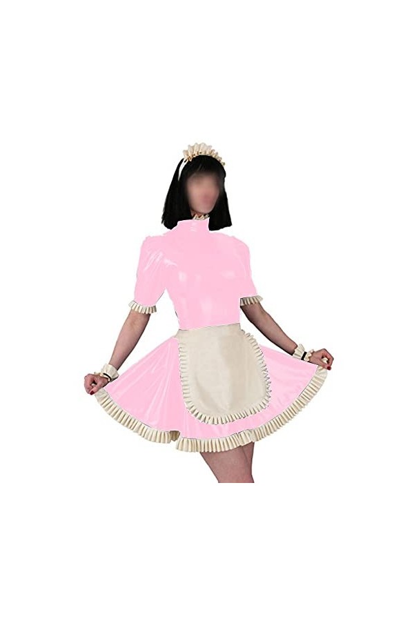 UUKR Robe de femme de ménage Sissy gothique mignon cosplay de cosplay lolita avec tablier robes victoriennes Femmes serveuse 