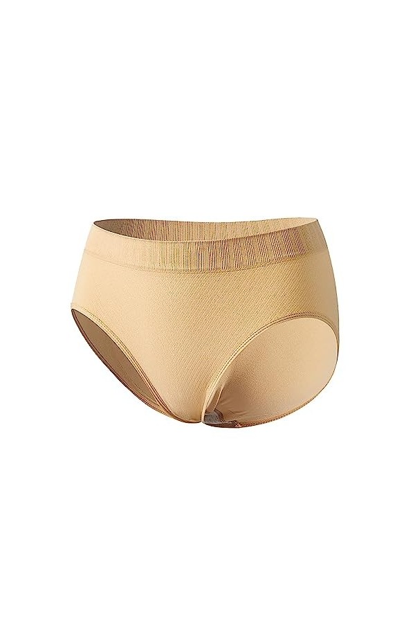 HANXIULIN Culotte en coton pour femme - Taille moyenne - String - Confortable - Sous-vêtements hipster, beige, XL