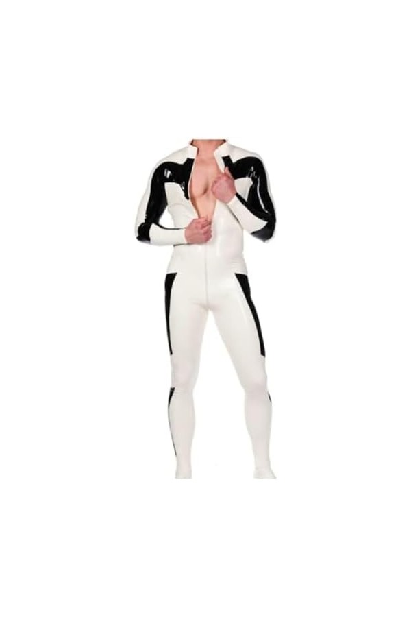 Combinaison En Caoutchouc Latex 100% Blanche Et Noire, Combinaison Cousue, Costume De Course, Jeu De Rôle, Fête, Personnalisé