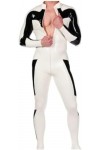 Combinaison En Caoutchouc Latex 100% Blanche Et Noire, Combinaison Cousue, Costume De Course, Jeu De Rôle, Fête, Personnalisé