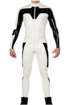 Combinaison En Caoutchouc Latex 100% Noir Et Blanc, Combinaison Patchwork, Costume De Course, Jeu De Rôle, Fête, 0.4mm, Perso