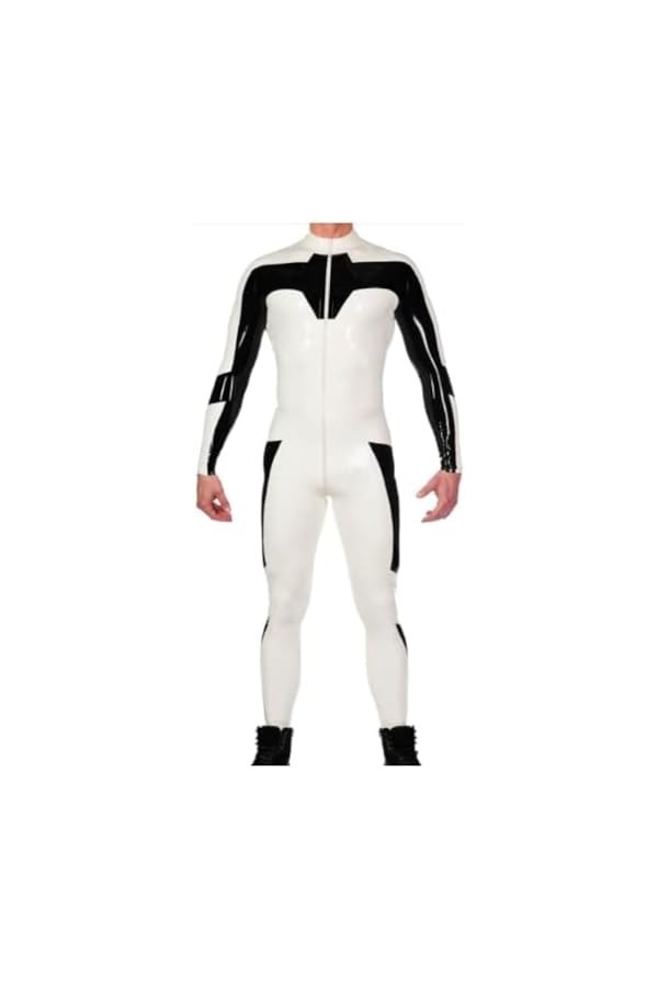 Combinaison En Caoutchouc Latex 100% Noir Et Blanc, Combinaison Patchwork, Costume De Course, Jeu De Rôle, Fête, 0.4mm, Perso