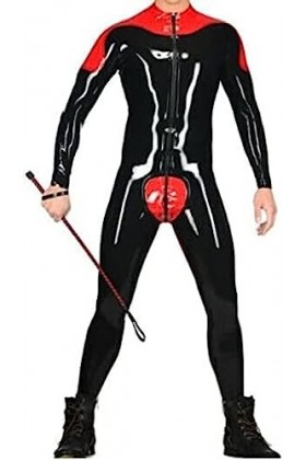 Latex Caoutchouc Sport Serré Uniforme Costume Fête,Noir Rouge,Format Personnalisé
