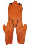 Fait À La Main Sexy Latex Catsuit Body En Caoutchouc Bodys Décolleté Dans Le Dos Sans Fermeture À Glissière,Orange-violet,L
