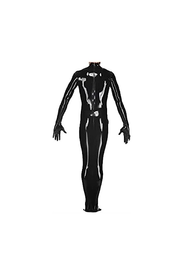 Latex Catsuit Caoutchouc Hommes Manches Longues Noir Double Couche Costume 0.4mm Taille-Noir,Orange,M