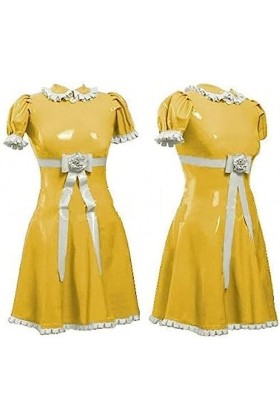 Robe Latex Caoutchouc Jaune Femme,Jaune,Moyen