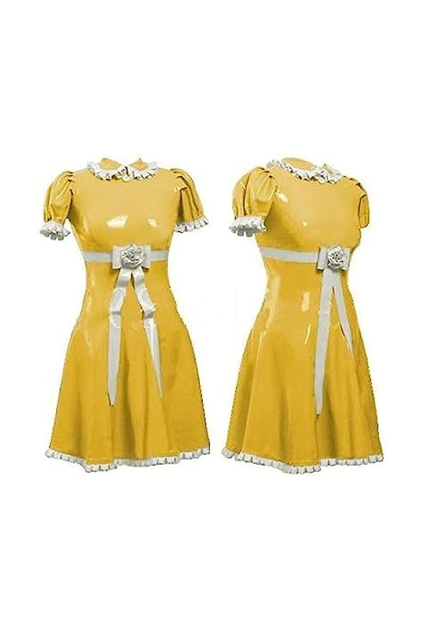 Robe Latex Caoutchouc Jaune Femme,Jaune,Moyen