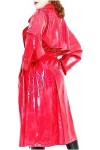 Imperméable En Latex Sexy Rouge Avec Ceinture En Caoutchouc Chemise De Nuit Chemise De Nuit Veste Manteau,Rouge,XX-Grand