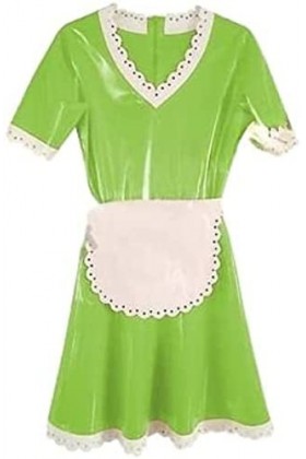 Latex Fetishi Femmes Maid Uniforme Robe,Pomme Verte,FEMME-XXXL