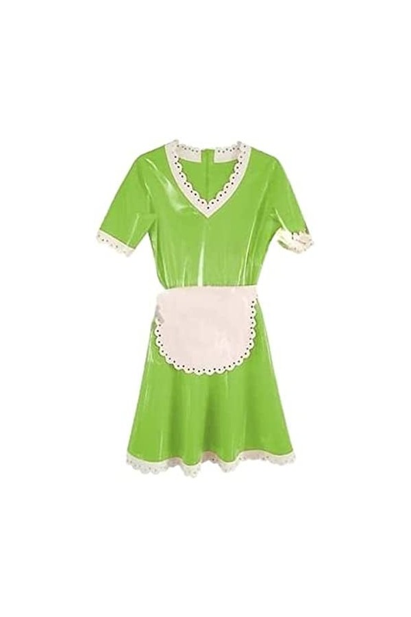 Latex Fetishi Femmes Maid Uniforme Robe,Pomme Verte,FEMME-XXXL