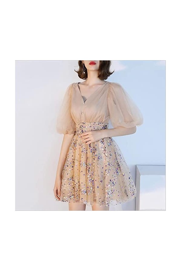 Générique, soirée à Paillettes col en V Manches Bouffantes Lady Mini Ladi Party Drs/Khaki/10 Khaki 6 Khaki 14 Khaki 2 