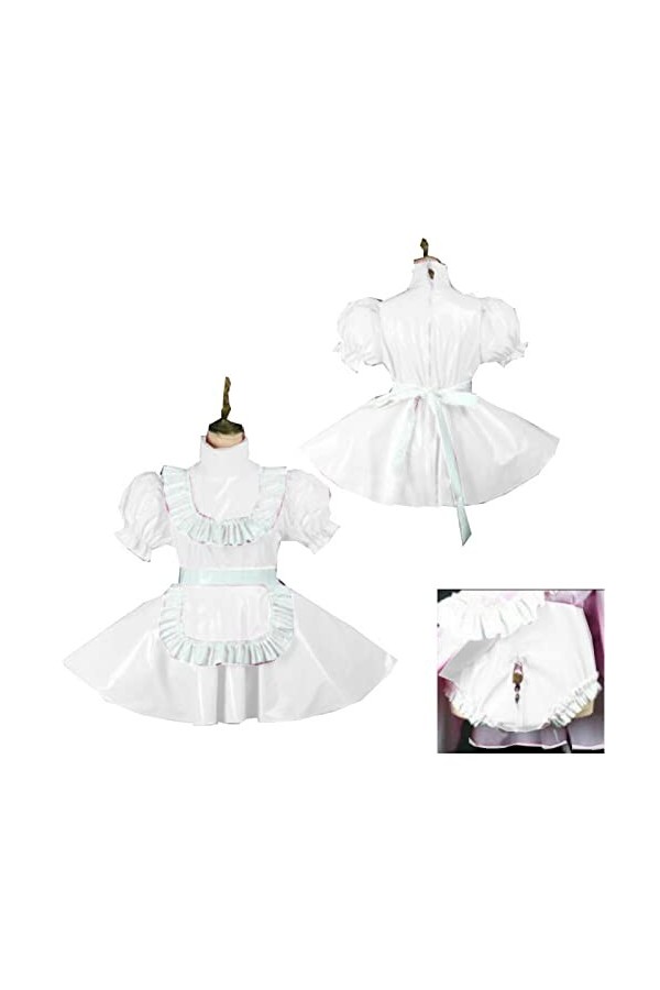 Robe de soubrette grande taille, style Sissy, robe douce, costume, blanc, taille L