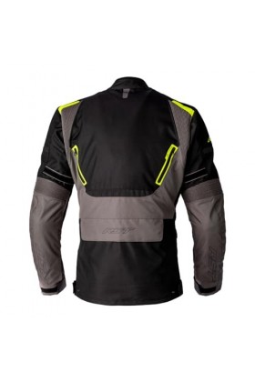 RST Endurance CE Veste de moto imperméable en textile pour homme, Noir, gris, jaune fluo, 48
