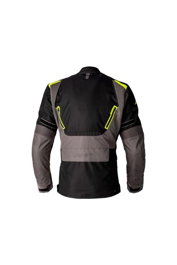 RST Endurance CE Veste de moto imperméable en textile pour homme, Noir, gris, jaune fluo, 48
