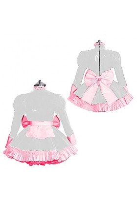 UUKR PLUS Taille Sissy Head Robe PVC Costume Cosplay Uniformes Costume à manches longues Brillant Pu en cuir Sexy Club Robes 