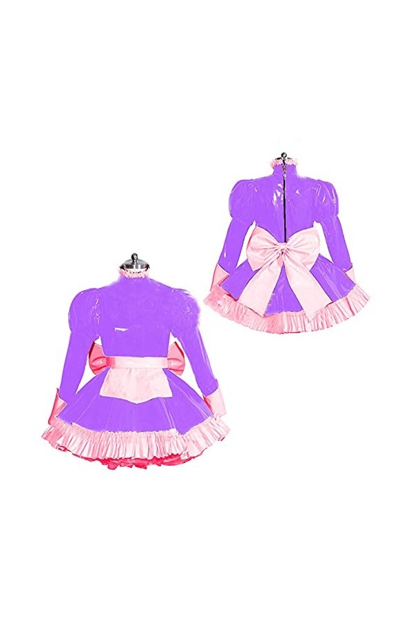 UUKR PLUS Taille Sissy Head Robe PVC Costume Cosplay Uniformes Costume à manches longues Brillant Pu en cuir Sexy Club Robes 