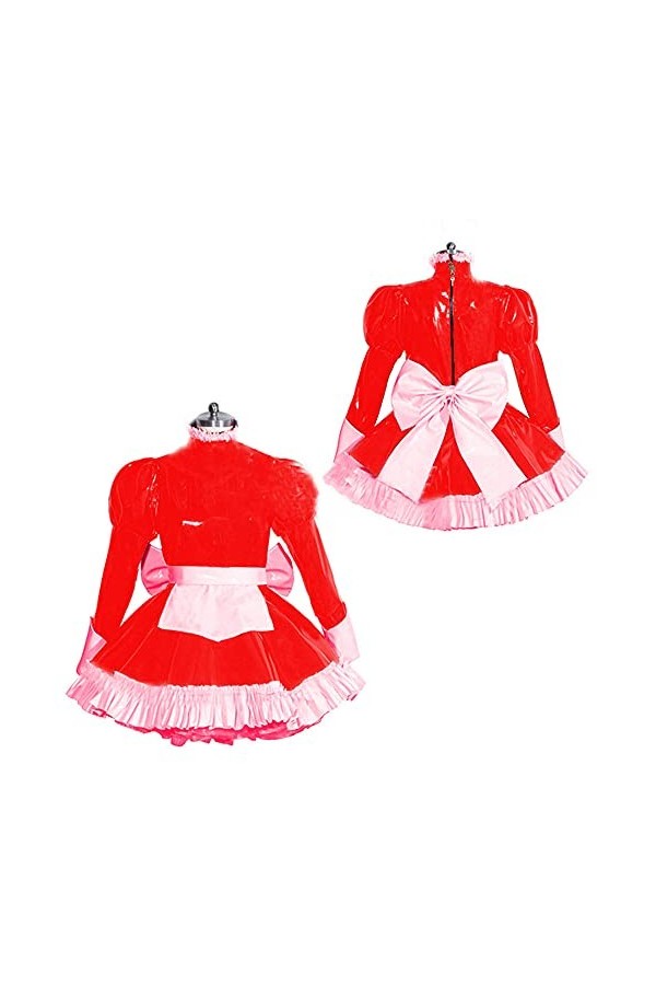 UUKR PLUS Taille Sissy Head Robe PVC Costume Cosplay Uniformes Costume à manches longues Brillant Pu en cuir Sexy Club Robes 