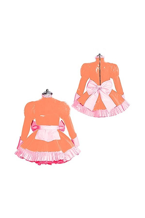UUKR PLUS Taille Sissy Head Robe PVC Costume Cosplay Uniformes Costume à manches longues Brillant Pu en cuir Sexy Club Robes 
