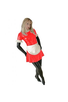 UUKR Sissy Maid robe Pvc Verroutable Uniforme Anime Cosplay serveuse de serveuse Fête de ménage Stage Costume Poule Sleeve We