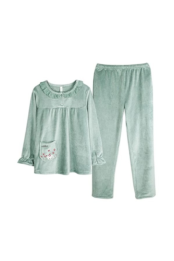 Pyjamas pour Femmes Automne et Hiver Pyjamas pour Femmes Pyjamas Chauds épaissis Hauts de Nuit Vêtements de Maison Doux Coul
