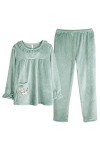 Pyjamas pour Femmes Automne et Hiver Pyjamas pour Femmes Pyjamas Chauds épaissis Hauts de Nuit Vêtements de Maison Doux Coul