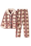 Pyjamas Chauds Pyjamas épais dhiver Pyjamas à Manches Longues Pyjamas dautomne décontractés Rétro Corail Polaire Dormir Co