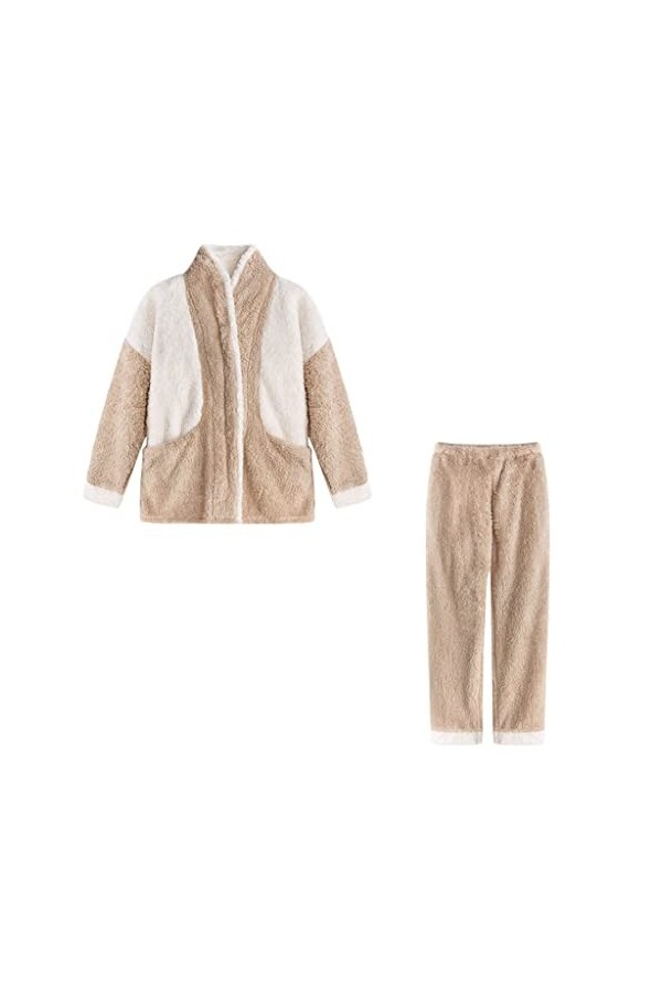 Pyjama dautomne et dhiver pour Femme - Pyjama Chaud et épais - Vêtements pour la Maison - Pyjama Cardigan Couleur : C, Tai