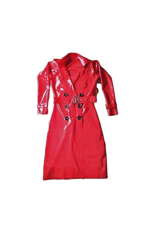 Manteau En Caoutchouc Coupe-vent En Latex Pour Femmes Rouges, Fait À La Main, Sexy, Avec Ceinture, Sur Mesure,Blanc,S