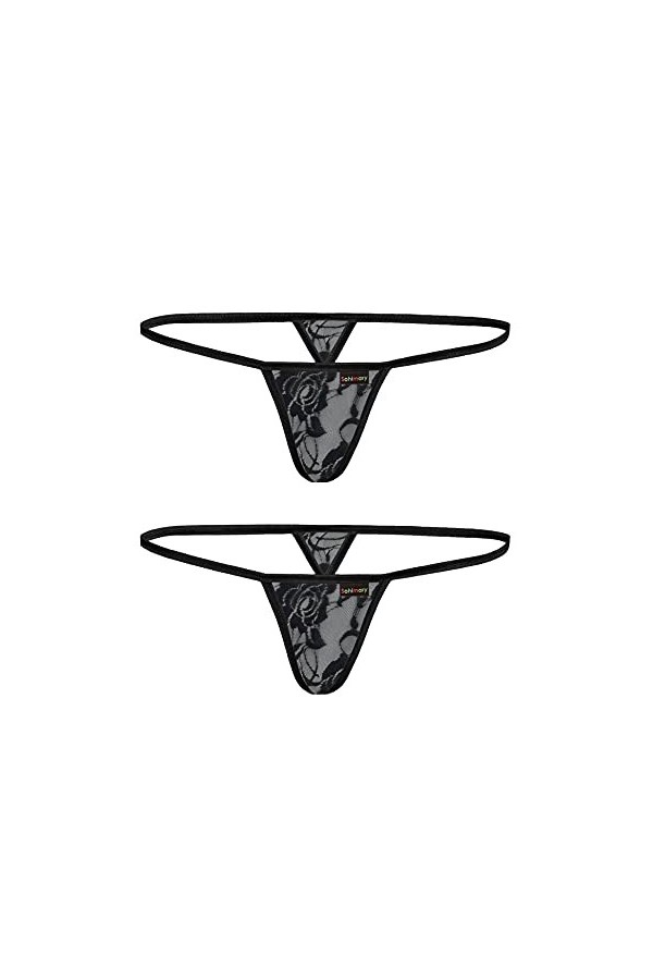 Sohimary 218 Femme Mini String Bikini Dentelle XS S M 34 36 38 40 Noir