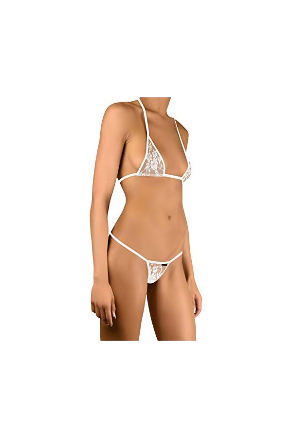 Sohimary 218 Femme Mini String Bikini Dentelle XS S M 34 36 38 40 Noir