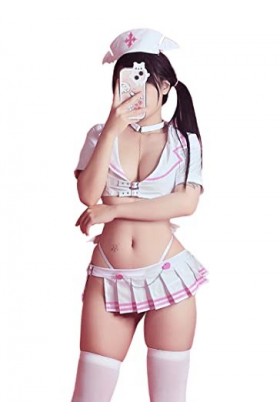 MOEFLAVOR Costume dinfirmière sexy | Succube Kawaii Anime Cosplay Lingerie | Femme Taille normale et grande Blanc, 3XL/4XL 