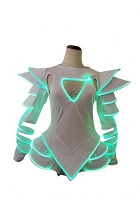 Tutu de danse à LED pour femme et fille - Pour jupe de danse de mariage, fête disco - Combinaison blanche, LED 2, Taille S