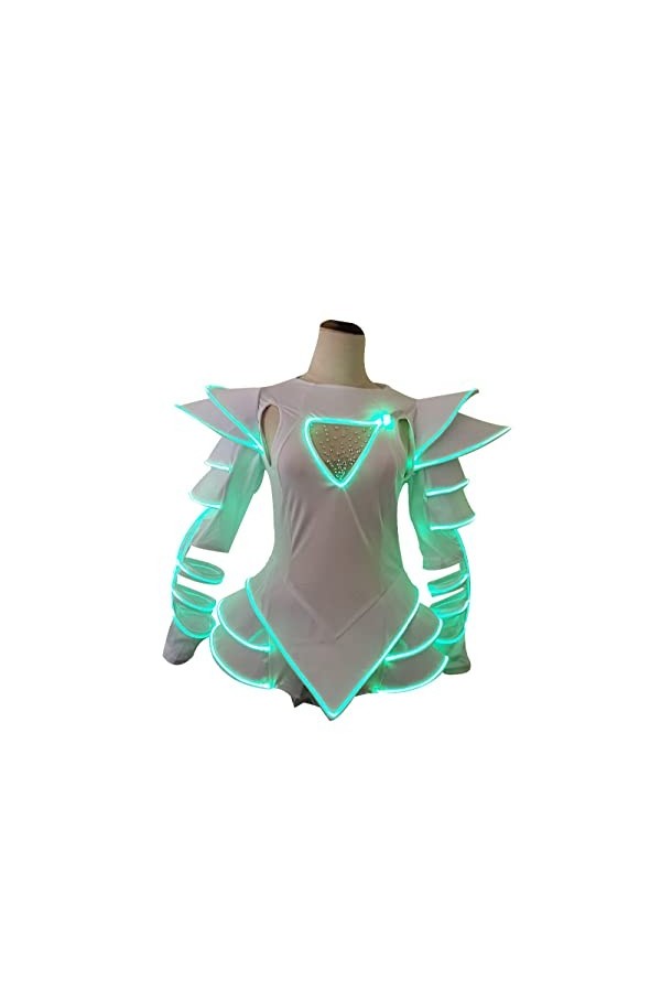 Tutu de danse à LED pour femme et fille - Pour jupe de danse de mariage, fête disco - Combinaison blanche, LED 2, Taille S
