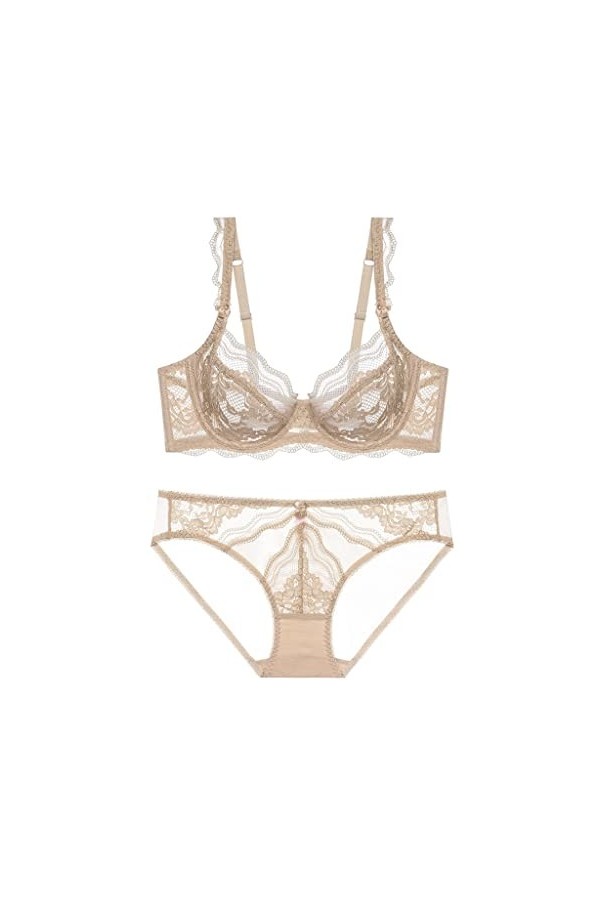 EYHLKM Sexy Lace Bra Big Breasts montrent de Petits Seins de Section de Soutien-Gorge Beaux Seins -Minces Color : Khaki, Siz