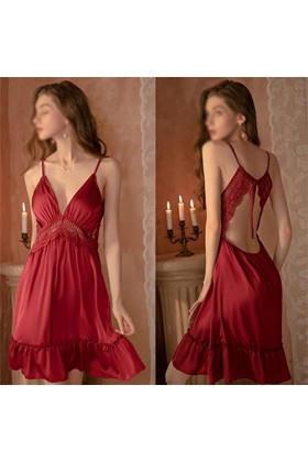 TKFDC Robe Sexy for Le Sexe Night Women Night Robes Satin Robe Vaies de Sommeil Lounge Set Lace Lacerie Camisolas Summer Col