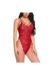 KJGLW Body Une pièce en Dentelle for Femme Sexy Dos croisé Pyjama Grande Taille Lingerie Sexy sous-vêtement Une pièce Color 
