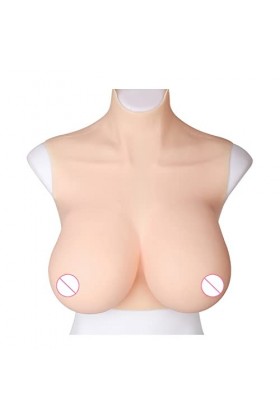 PHASFBJ Plaques Poitrine en Silicone Demi-Corps, Prothèse Mammaire en Silicone col Rond pour Crossdressers Transgenre Coupe A