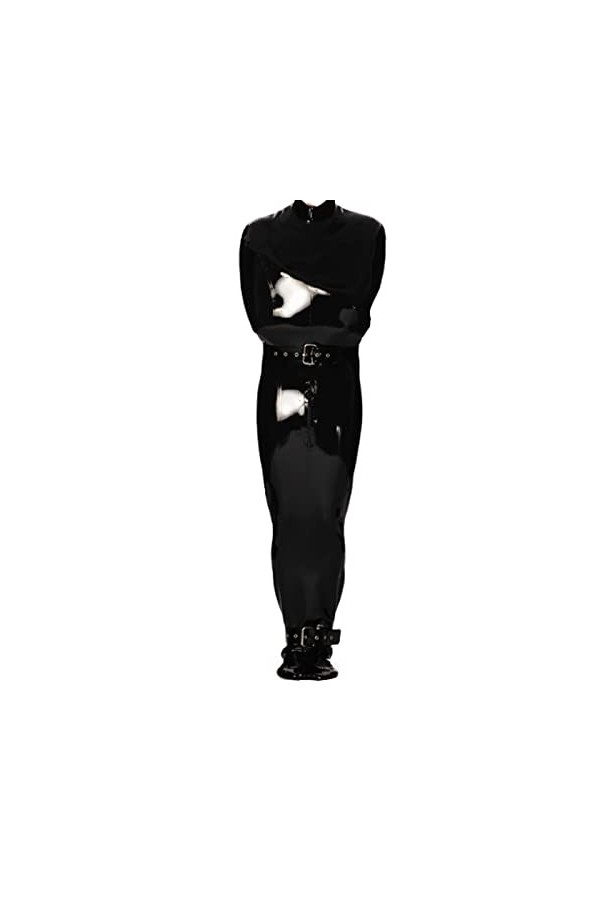 Combinaison en latex naturel pour cosplay avec ceinture réglable pour homme Noir Taille XXS-XXL Noir S