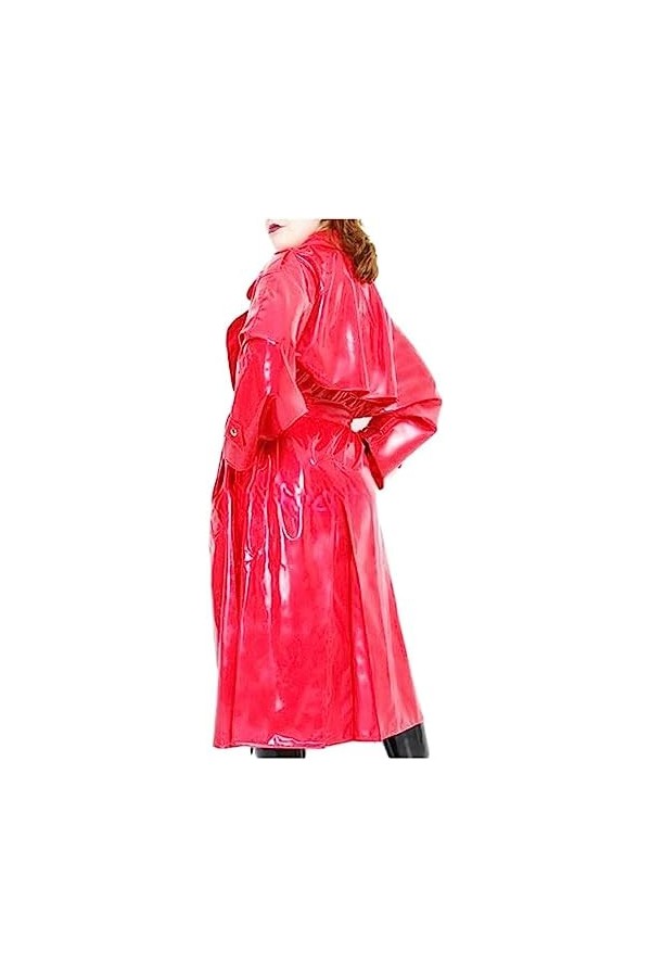 Imperméable En Latex Sexy Rouge Avec Ceinture, Chemise De Nuit En Caoutchouc, Veste, Manteau,Couleur Personnalisée,XXL