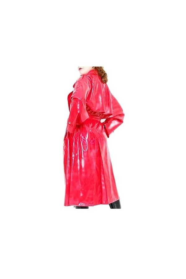 Imperméable En Latex Sexy Rouge Avec Ceinture, Chemise De Nuit En Caoutchouc, Veste, Manteau,Couleur Personnalisée,XXL