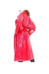Imperméable En Latex Sexy Rouge Avec Ceinture, Chemise De Nuit En Caoutchouc, Veste, Manteau,Couleur Personnalisée,XXL