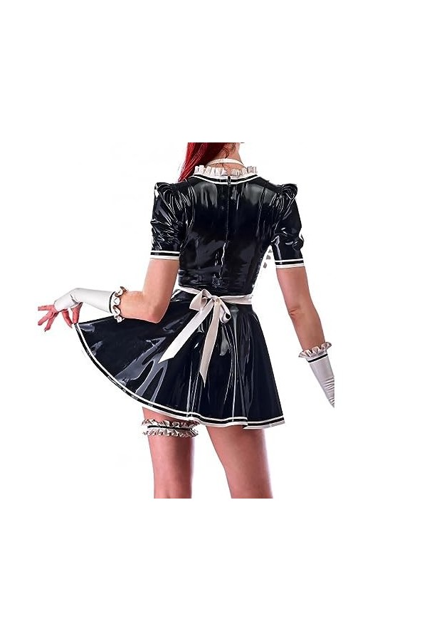 PODSI Robe Latex Caoutchouc Rouge Belle Femme Robe Jupe,Rouge,L