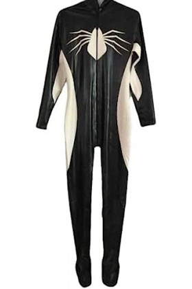 Latex Rubber Party Uniform Body Suit-Noir Blanc,Noir Blanc,XL