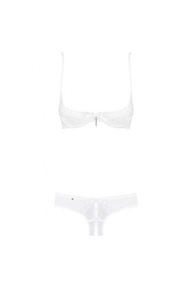 Obsessive Ensemble de Lingerie Femme à 2 pièces: Soutien-Gorge et Slip, Blanc Ouvert, S-M