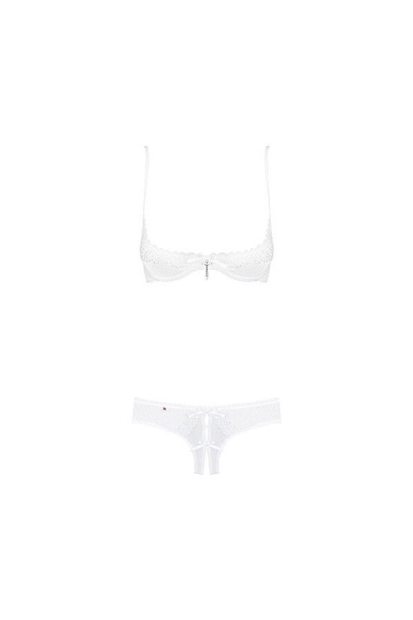 Obsessive Ensemble de Lingerie Femme à 2 pièces: Soutien-Gorge et Slip, Blanc Ouvert, S-M