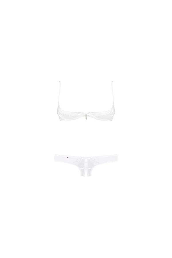 Obsessive Ensemble de Lingerie Femme à 2 pièces: Soutien-Gorge et Slip, Blanc Ouvert, S-M