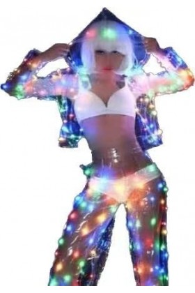 Earthradius Costume de danse LED RVB pour femme - Cosplay en boîte de nuit - Taille XL
