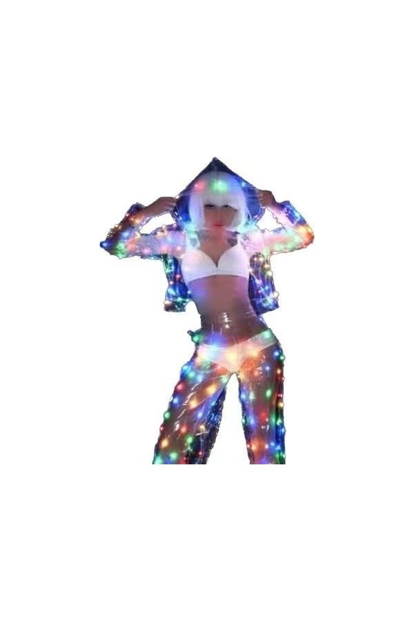 Earthradius Costume de danse LED RVB pour femme - Cosplay en boîte de nuit - Taille XL